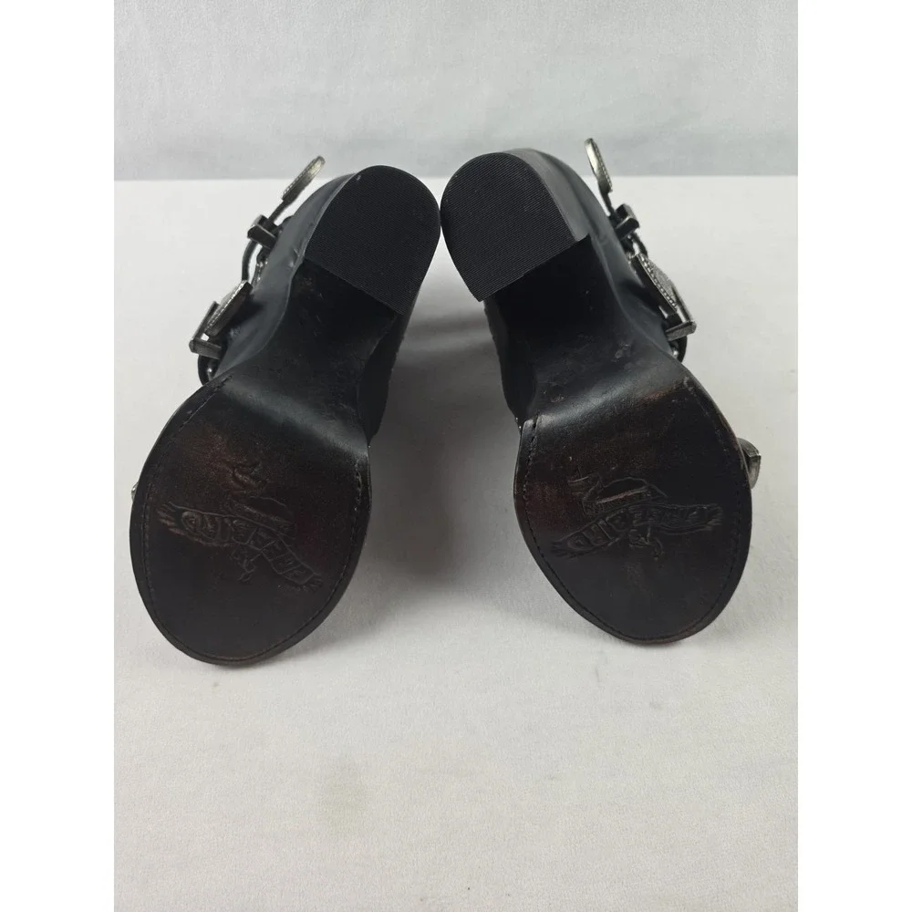 New Freebird By Steven Women Violet Black Leather Sandals Size US 9.5